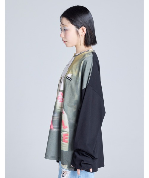 Little sunny bite（リトルサニーバイト）の「/Little Sunny Bite/photo long tee（Tシャツ/カットソー・レディース・グリーン/ピンク/ブラック・MEDIUM/SMALL）」の6枚目の写真