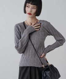 Lui's（ルイス）の「リンクスリブ後ろデザインプルオーバー（Tシャツ/カットソー・レディース）」