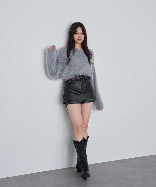 レザーマイクロミニスカート（スカート）｜RAY CASSIN