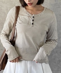 Teem Store | 【新色追加】【四色展開】 ボーダーヘンリーネックロンT(Tシャツ/カットソー)