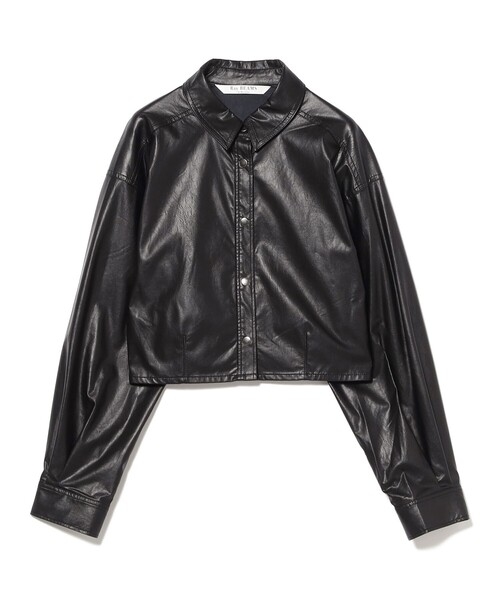 Ray BEAMS（レイビームス）の「フェイクレザー クロップド シャツ（シャツ/ブラウス・レディース・ブラック・ONE SIZE）」の6枚目の写真