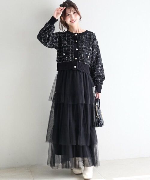 MAJESTIC LEGON(マジェスティックレゴン)の「ティアードスカート(スカート・レディース・ブラック/アイボリー/ライトグレー・SMALL/MEDIUM)」の3枚目の写真