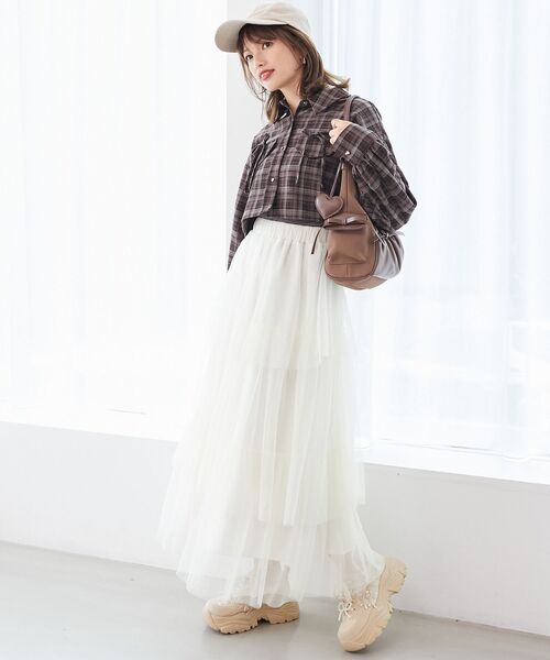 MAJESTIC LEGON(マジェスティックレゴン)の「ティアードスカート(スカート・レディース・ブラック/アイボリー/ライトグレー・SMALL/MEDIUM)」の6枚目の写真