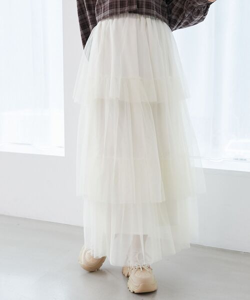 MAJESTIC LEGON(マジェスティックレゴン)の「ティアードスカート(スカート・レディース・ブラック/アイボリー/ライトグレー・SMALL/MEDIUM)」の8枚目の写真