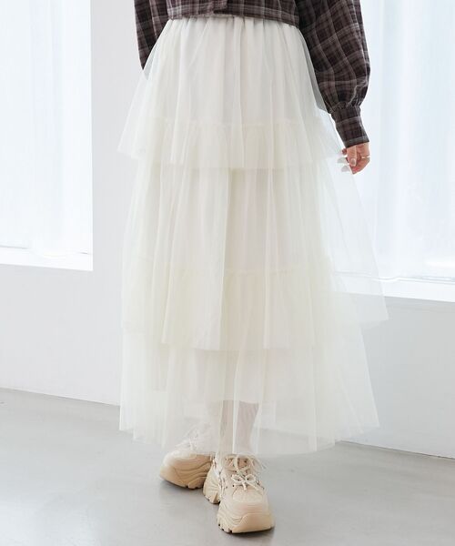 MAJESTIC LEGON(マジェスティックレゴン)の「ティアードスカート(スカート・レディース・ブラック/アイボリー/ライトグレー・SMALL/MEDIUM)」の9枚目の写真
