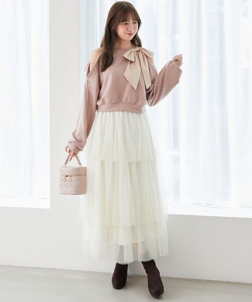 MAJESTIC LEGON(マジェスティックレゴン)の「ティアードスカート(スカート・レディース・ブラック/アイボリー/ライトグレー・SMALL/MEDIUM)」の13枚目の写真