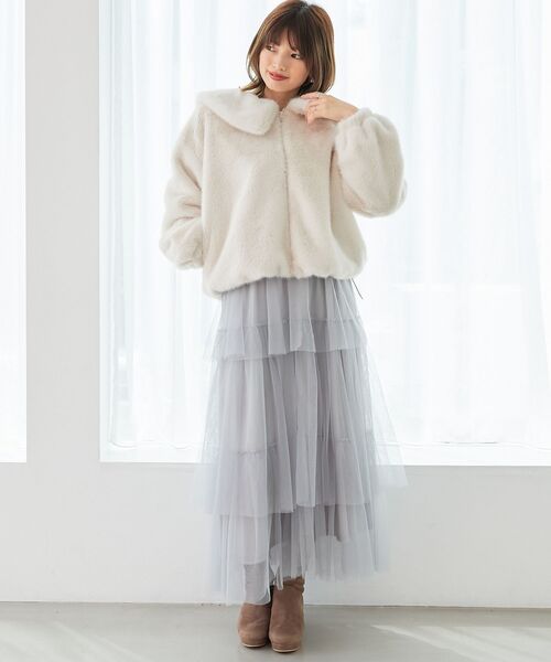 MAJESTIC LEGON(マジェスティックレゴン)の「ティアードスカート(スカート・レディース・ブラック/アイボリー/ライトグレー・SMALL/MEDIUM)」の17枚目の写真