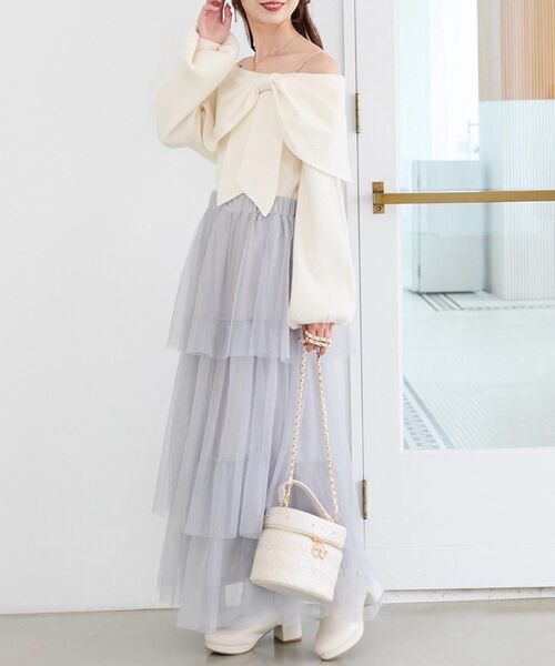 MAJESTIC LEGON(マジェスティックレゴン)の「ティアードスカート(スカート・レディース・ブラック/アイボリー/ライトグレー・SMALL/MEDIUM)」の20枚目の写真