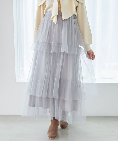 MAJESTIC LEGON(マジェスティックレゴン)の「ティアードスカート(スカート・レディース・ブラック/アイボリー/ライトグレー・SMALL/MEDIUM)」の21枚目の写真