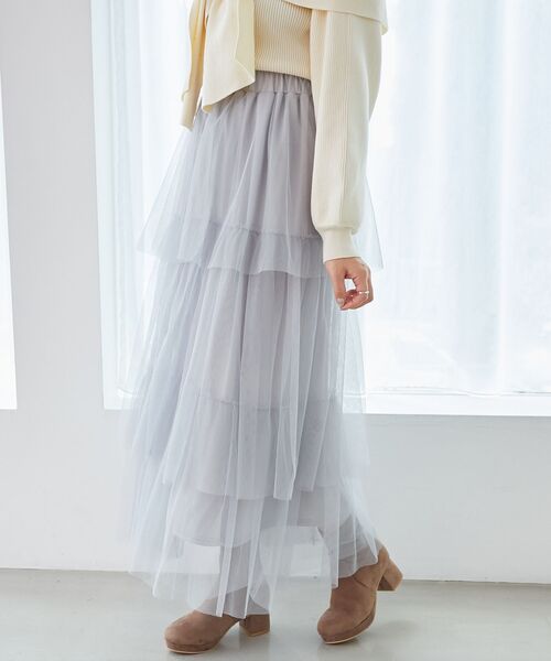 MAJESTIC LEGON(マジェスティックレゴン)の「ティアードスカート(スカート・レディース・ブラック/アイボリー/ライトグレー・SMALL/MEDIUM)」の22枚目の写真