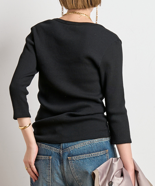 AP STUDIO（エーピーストゥディオ）の「リブUネックプルオーバー（T