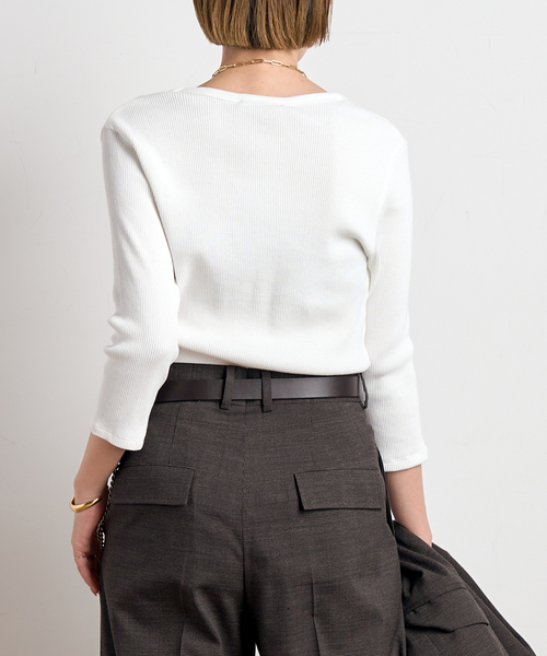 リブUネックプルオーバー(Tシャツ/カットソー)|AP STUDIO(エーピー リブUネックプルオーバー(Tシャツ/カットソー)|AP STUDIO(エーピー