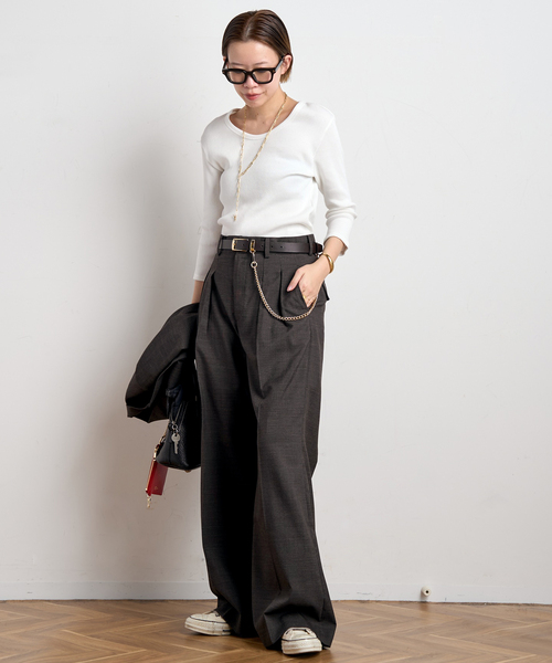 リブUネックプルオーバー（Tシャツ/カットソー）｜AP STUDIO（エーピー