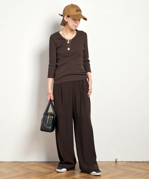 リブUネックプルオーバー（Tシャツ/カットソー）｜AP STUDIO（エーピー