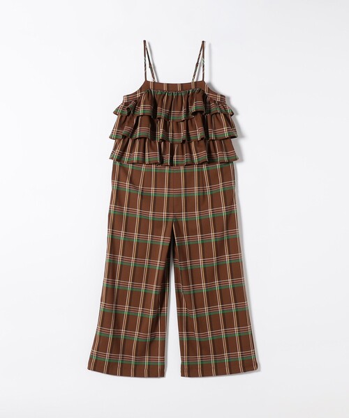 シップス エニィ（SHIPS any）/SHIPS any:〈洗濯機可能〉チェック フリル ティアード サロペット セール】SHIPS any:〈洗濯機可能〉チェック フリル ティアード