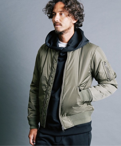 Magine(マージン)の「NYLON THINSULATE ZIP MA-1 JKT:ナイロン シンサレート ZIP MA-1 ジャケット(MA-1・メンズ・ブラック/ネイビー/オリーブ・44/46/48)」の12枚目の写真