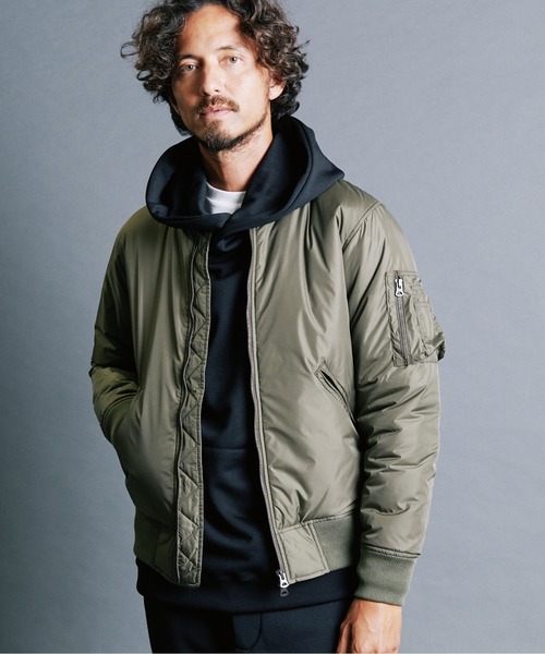 Magine(マージン)の「NYLON THINSULATE ZIP MA-1 JKT:ナイロン シンサレート ZIP MA-1 ジャケット(MA-1・メンズ・ブラック/ネイビー/オリーブ・44/46/48)」の13枚目の写真