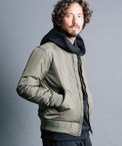 Magine(マージン)の「NYLON THINSULATE ZIP MA-1 JKT:ナイロン シンサレート ZIP MA-1 ジャケット(MA-1・メンズ・ブラック/ネイビー/オリーブ・44/46/48)」の14枚目の写真