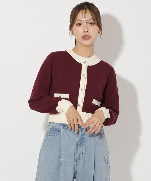 バイカラーアンサンブルニット（カーディガン/ボレロ）｜AND COUTURE