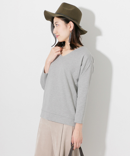 SENSE OF PLACE by URBAN RESEARCH（センスオブプレイスバイアーバンリサーチ）の「DB VネックTシャツ（Tシャツ/カットソー・レディース・ベージュ/ネイビー/ホワイト/グレー/ピンク・FREE）」の3枚目の写真