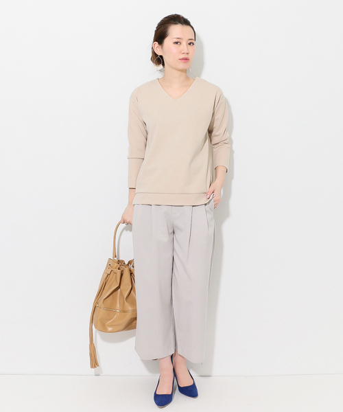 SENSE OF PLACE by URBAN RESEARCH（センスオブプレイスバイアーバンリサーチ）の「DB VネックTシャツ（Tシャツ/カットソー・レディース・ベージュ/ネイビー/ホワイト/グレー/ピンク・FREE）」の16枚目の写真