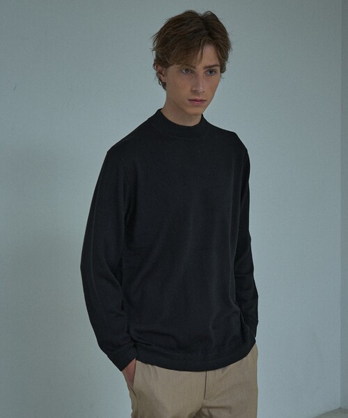 ABAHOUSE(アバハウス)の「Pure Merino ハイゲージモックネック ニット プルオーバー(ニット/セーター・メンズ・ブラック/インディゴブルー/オフホワイト/ボルドー・44/50/48/46)」の1枚目の写真