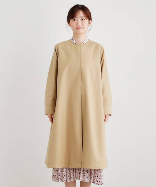 LAURA ASHLEY（ローラアシュレイ）の「【袖裏柄あり】ノーカラーロングコート（ノーカラーコート・レディース・ベージュ/ネイビー・38/40）」の13枚目の写真