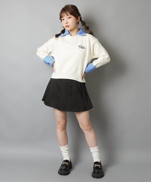 SPINNS(スピンズ)の「シャツレイヤード風ニット/チェック/リボンロゴ(ニット/セーター・レディース・レッド/グレー/オフホワイト/ネイビー・ONESIZE)」の17枚目の写真