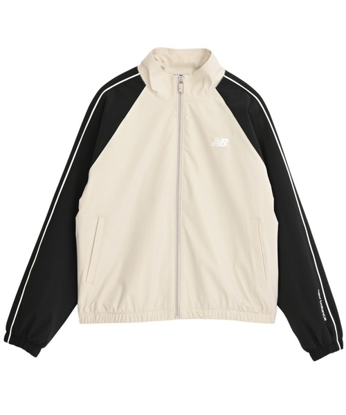 newbalance裏起毛トリコットラインドジャケットオフホワイト&バイオレット セール】裏起毛トリコットラインドジャケット（ナイロンジャケット