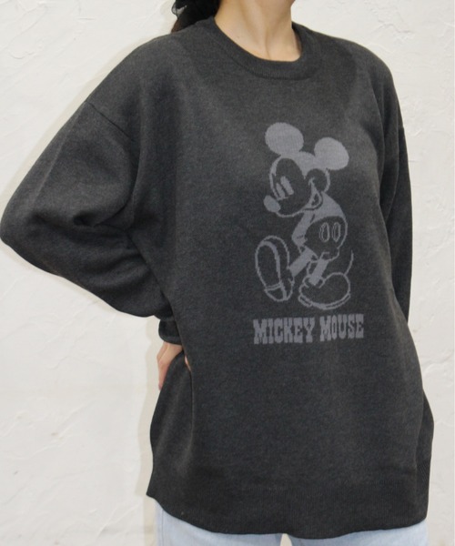 MICKEY MOUSE（ミッキーマウス）の「【DISNEY/ディズニー】ミッキーマウス　ジャガードニットクルーネック（ニット/セーター・レディース・ネイビー/サックスブルー/スミクロ/グレイッシュベージュ・MEDIUM/LARGE）」の6枚目の写真