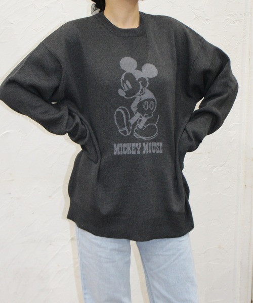 MICKEY MOUSE（ミッキーマウス）の「【DISNEY/ディズニー】ミッキーマウス　ジャガードニットクルーネック（ニット/セーター・レディース・ネイビー/サックスブルー/スミクロ/グレイッシュベージュ・MEDIUM/LARGE）」の5枚目の写真