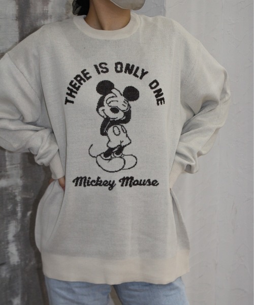 MICKEY MOUSE（ミッキーマウス）の「【DISNEY/ディズニー】ミッキーマウス　ジャガードニットクルーネック（ニット/セーター・レディース・ネイビー/サックスブルー/スミクロ/グレイッシュベージュ・MEDIUM/LARGE）」の10枚目の写真