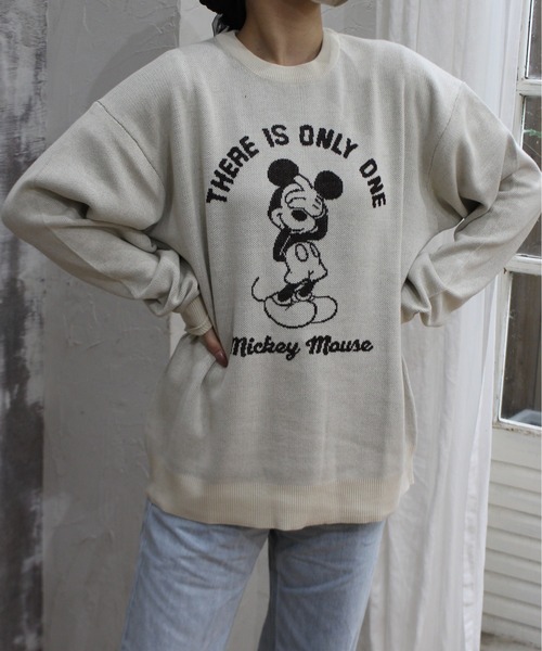 MICKEY MOUSE（ミッキーマウス）の「【DISNEY/ディズニー】ミッキーマウス　ジャガードニットクルーネック（ニット/セーター・レディース・ネイビー/サックスブルー/スミクロ/グレイッシュベージュ・MEDIUM/LARGE）」の12枚目の写真