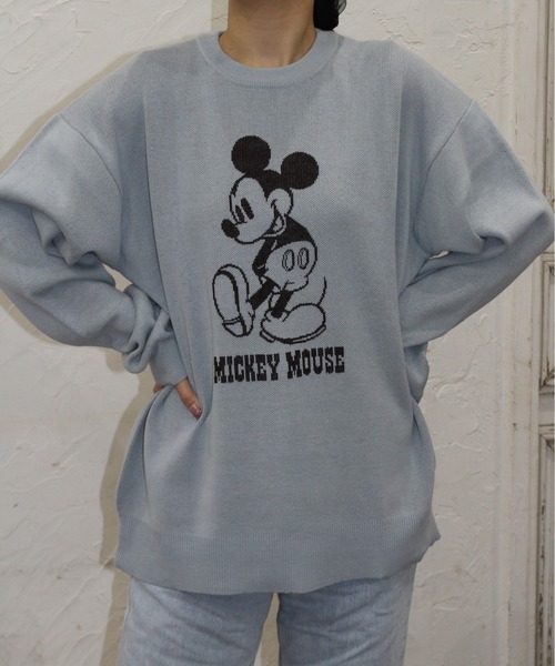 MICKEY MOUSE（ミッキーマウス）の「【DISNEY/ディズニー】ミッキーマウス　ジャガードニットクルーネック（ニット/セーター・レディース・ネイビー/サックスブルー/スミクロ/グレイッシュベージュ・MEDIUM/LARGE）」の13枚目の写真