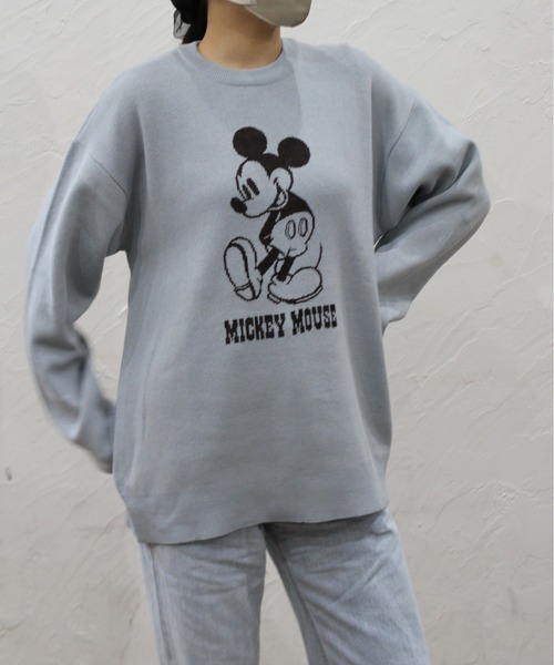 MICKEY MOUSE（ミッキーマウス）の「【DISNEY/ディズニー】ミッキーマウス　ジャガードニットクルーネック（ニット/セーター・レディース・ネイビー/サックスブルー/スミクロ/グレイッシュベージュ・MEDIUM/LARGE）」の15枚目の写真