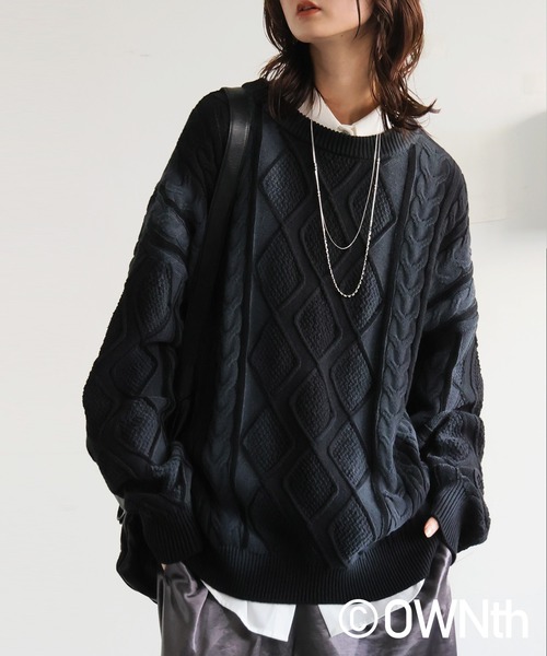 antiqua（アンティカ）の「配色スプレー ニット（ニット/セーター・レディース・オフホワイト/ブラック・ONESIZE）」の18枚目の写真