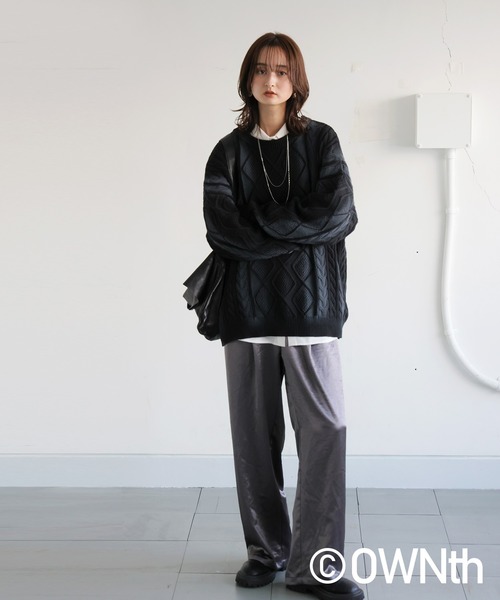 antiqua（アンティカ）の「配色スプレー ニット（ニット/セーター・レディース・オフホワイト/ブラック・ONESIZE）」の19枚目の写真