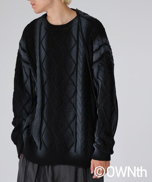 antiqua（アンティカ）の「配色スプレー ニット（ニット/セーター・レディース・オフホワイト/ブラック・ONESIZE）」の22枚目の写真