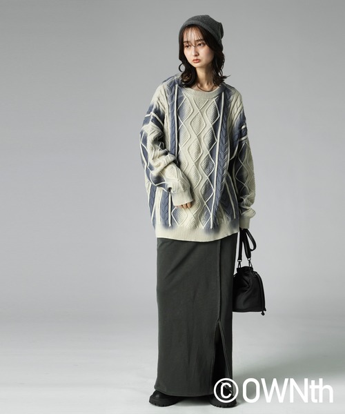 antiqua（アンティカ）の「配色スプレー ニット（ニット/セーター・レディース・オフホワイト/ブラック・ONESIZE）」の3枚目の写真