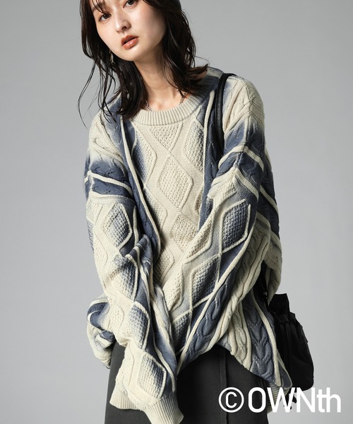 antiqua（アンティカ）の「配色スプレー ニット（ニット/セーター・レディース・オフホワイト/ブラック・ONESIZE）」の6枚目の写真