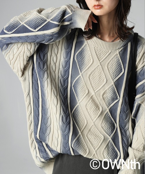 antiqua（アンティカ）の「配色スプレー ニット（ニット/セーター・レディース・オフホワイト/ブラック・ONESIZE）」の7枚目の写真