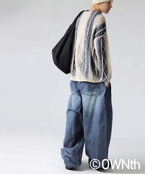 antiqua（アンティカ）の「配色スプレー ニット（ニット/セーター・レディース・オフホワイト/ブラック・ONESIZE）」の9枚目の写真