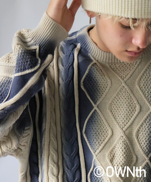 antiqua（アンティカ）の「配色スプレー ニット（ニット/セーター・レディース・オフホワイト/ブラック・ONESIZE）」の10枚目の写真