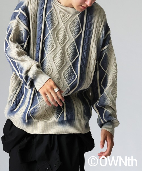 antiqua（アンティカ）の「配色スプレー ニット（ニット/セーター・レディース・オフホワイト/ブラック・ONESIZE）」の12枚目の写真