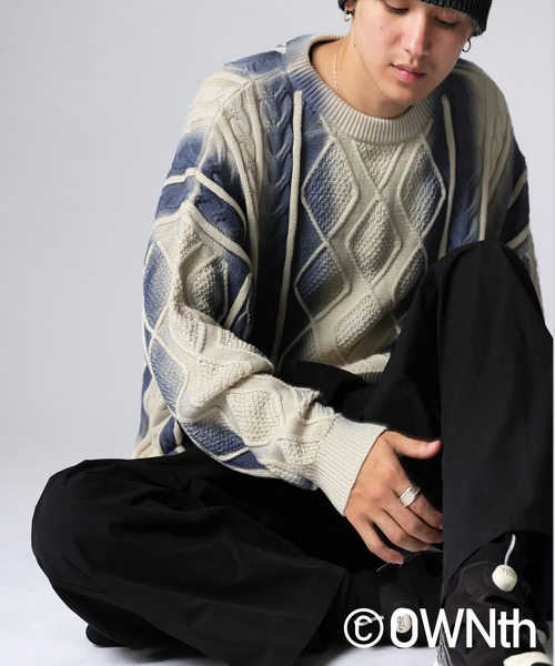 antiqua（アンティカ）の「配色スプレー ニット（ニット/セーター・レディース・オフホワイト/ブラック・ONESIZE）」の13枚目の写真