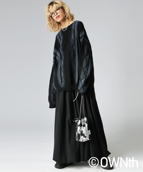 antiqua（アンティカ）の「配色スプレー ニット（ニット/セーター・レディース・オフホワイト/ブラック・ONESIZE）」の15枚目の写真