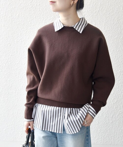 ANEW ニットXS SHIPS any:〈洗濯機可能〉クルーネック ドルマン ベーシック ニット