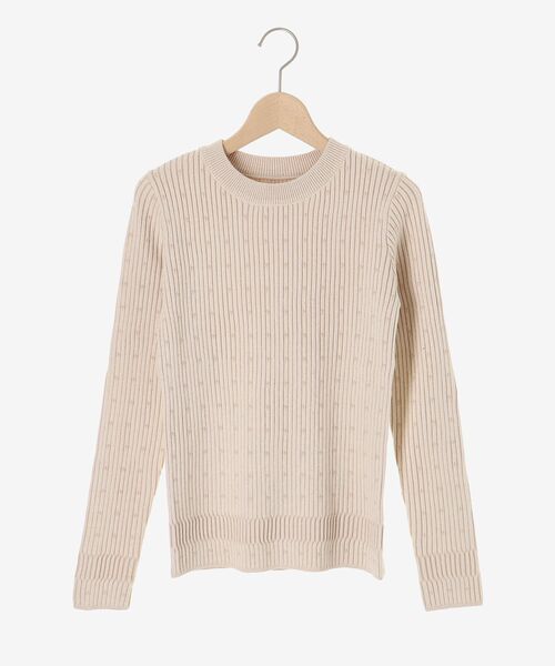 le.coeur blanc(ルクールブラン)の「《WEB限定アイテム》アイレットクルーリブニット(ニット/セーター・レディース・ライトグリーン/アイボリー/ブラック/サックスブルー・38)」の5枚目の写真
