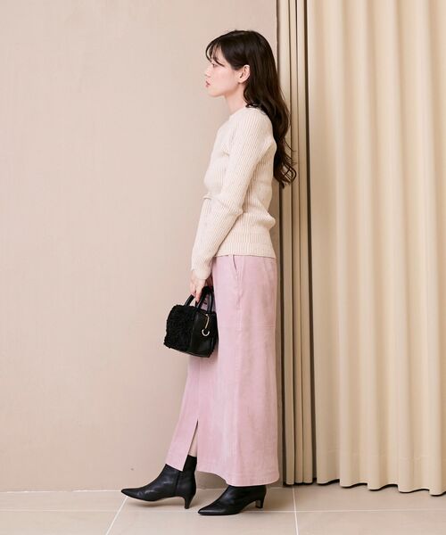 le.coeur blanc(ルクールブラン)の「《WEB限定アイテム》アイレットクルーリブニット(ニット/セーター・レディース・ライトグリーン/アイボリー/ブラック/サックスブルー・38)」の10枚目の写真