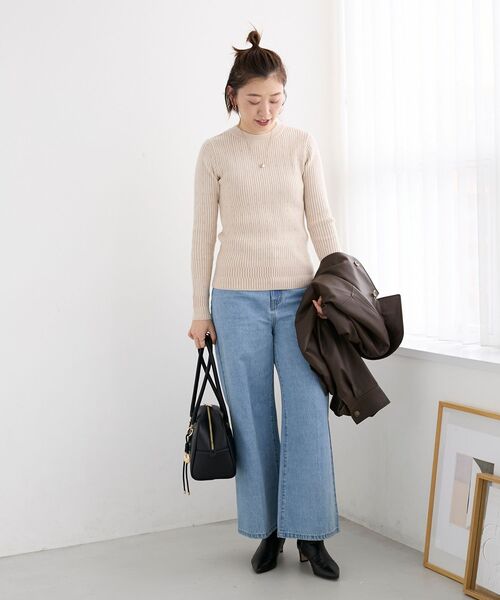 le.coeur blanc(ルクールブラン)の「《WEB限定アイテム》アイレットクルーリブニット(ニット/セーター・レディース・ライトグリーン/アイボリー/ブラック/サックスブルー・38)」の18枚目の写真